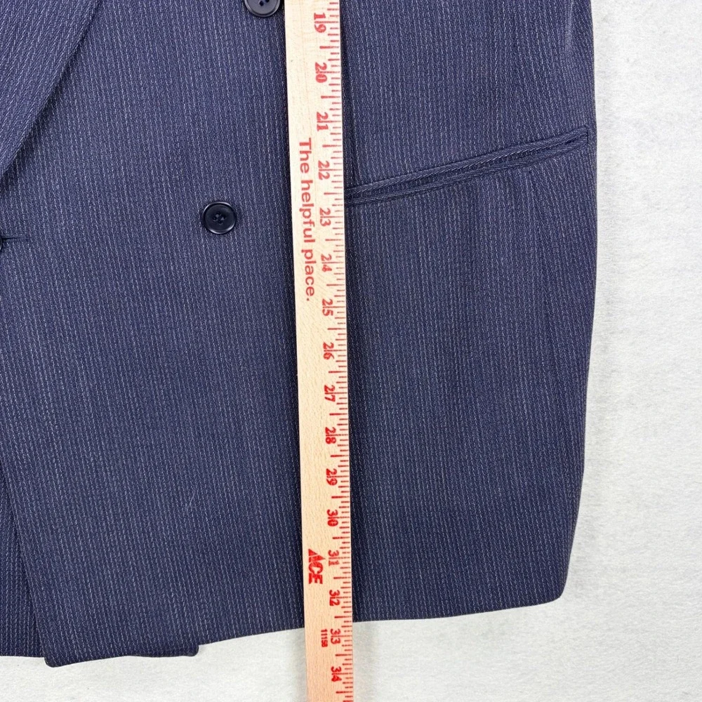 Pal Zileri Italy Mens Navy Blue Wool Double Breasted Pinstripe Suit 42R 36x30